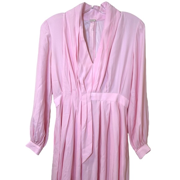 ADAM LIPPES - Pleated Draped Silk-Crepe Midi Dress in Baby Pink - Est Size XS, 0 - Picture 6 of 17